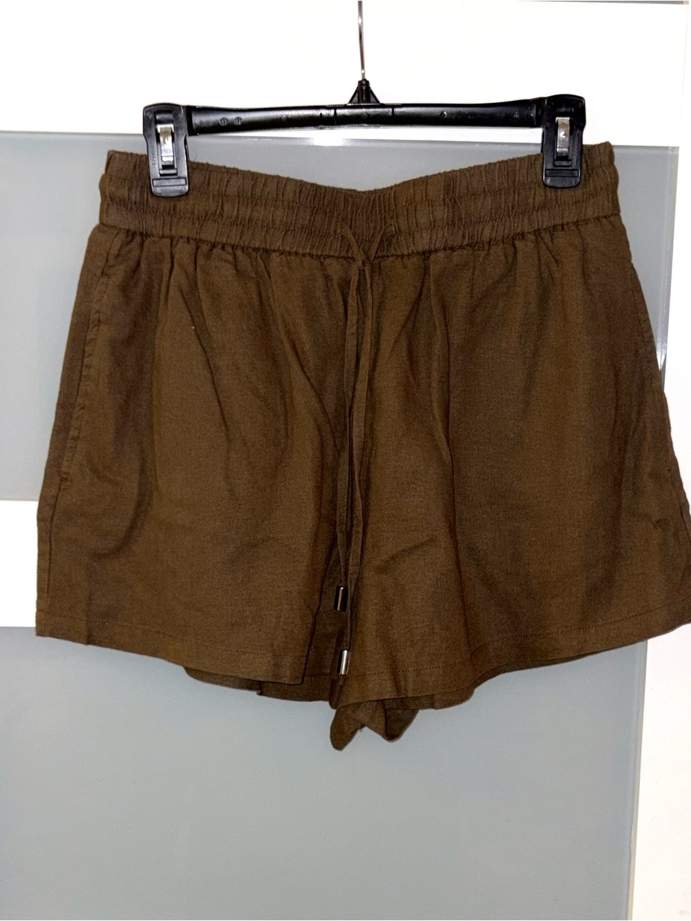 Zara High Waist Drawstring Shorts - Brown